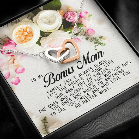 Bonus Mom Gift, Interlocking Heart Necklace