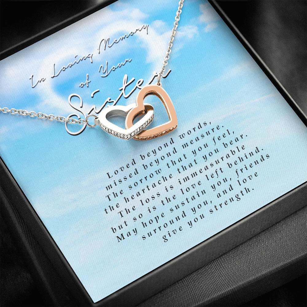 Interlocking Heart Necklace, In Loving Memory of Your Sister