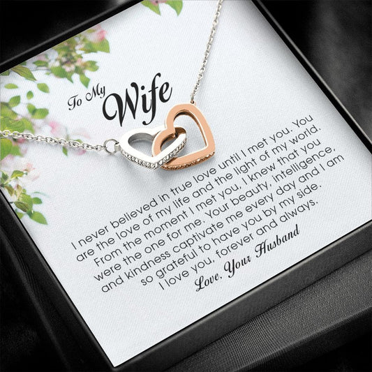 To My Wife , Interlocking Heart Necklace