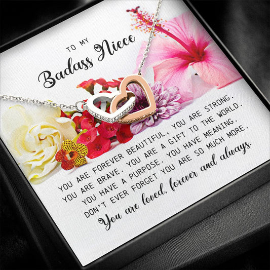 To My Badass Niece, Interlocking Heart Necklace