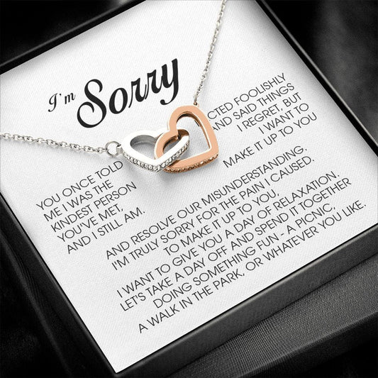 I'm Sorry Gift, Interlocking Heart Necklace