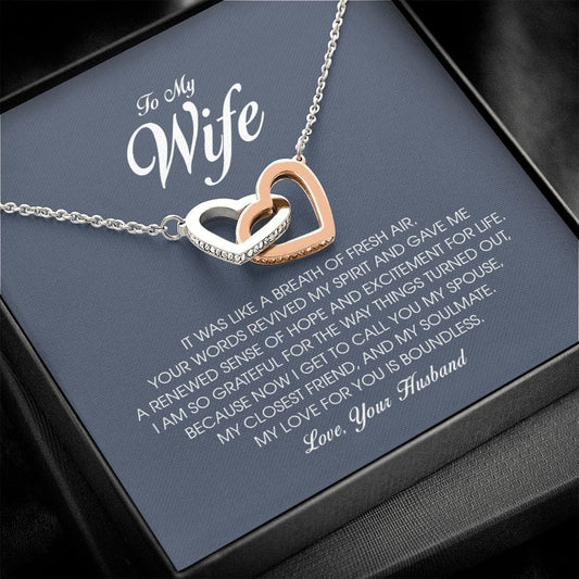 To My Wife, Interlocking Heart Necklace