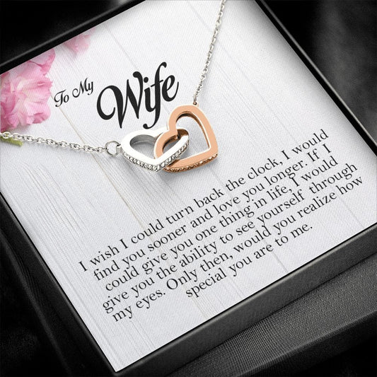 To My Wife , Interlocking Heart Necklace