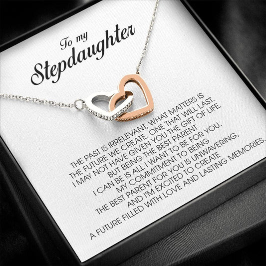 To My Stepdaughter Gift, Interlocking Heart Necklace