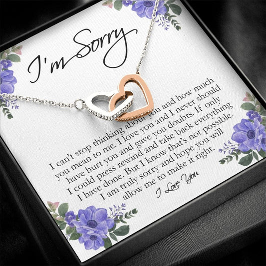 Apology Gift for Her, Interlocking Heart Necklace