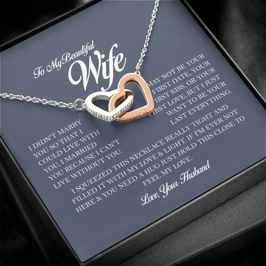 To My Beautiful Wife, Interlocking Heart Necklace