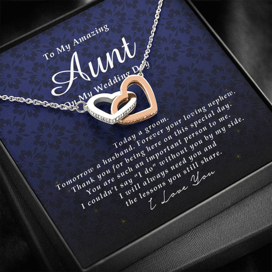 Interlocking Heart Necklace, To My Amazing Aunt on My Wedding Day, Wedding Gift from Nephew, Gift from Groom