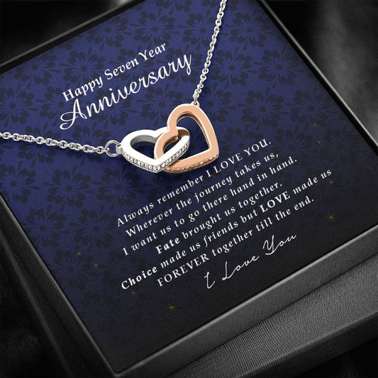 Interlocking Heart Necklace, 7 Year Anniversary Gift