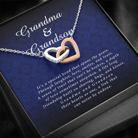 Grandma and Grandson Interlocking Heart Necklace