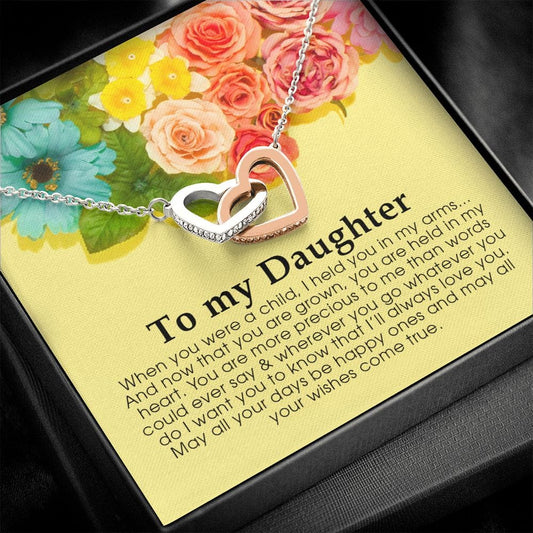 To My Daughter, Interlocking Heart Necklace