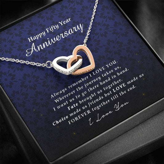 Interlocking Heart Necklace, 50 Year Anniversary Gift