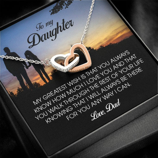 To My Daughter, Interlocking Heart Necklace