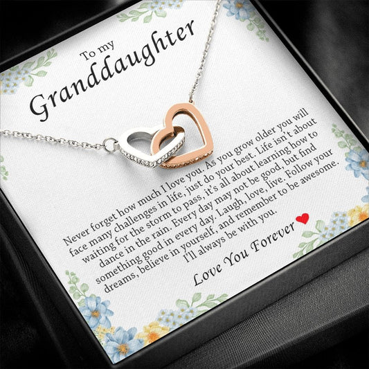 To My Granddaughter, Interlocking Heart Necklace