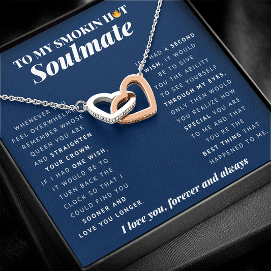 Interlocking Heart Necklace | To My Smokin Hot Soulmate | Soulmate Gift | Soulmate Jewelry | Soulmate Anniversary Gift | Christmas Gift Idea