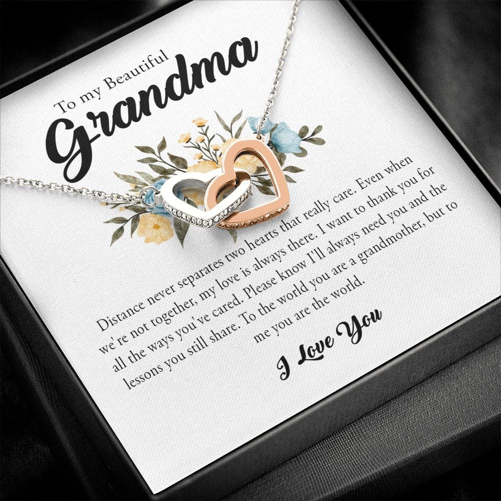 To My Beautiful Grandma, Interlocking Heart Necklace