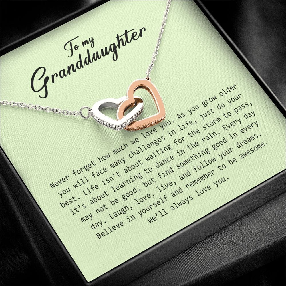 To My Granddaughter, Interlocking Heart Necklace