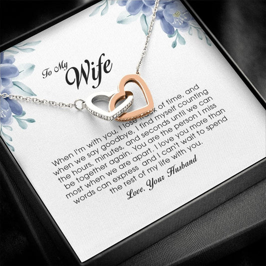 To My Wife , Interlocking Heart Necklace