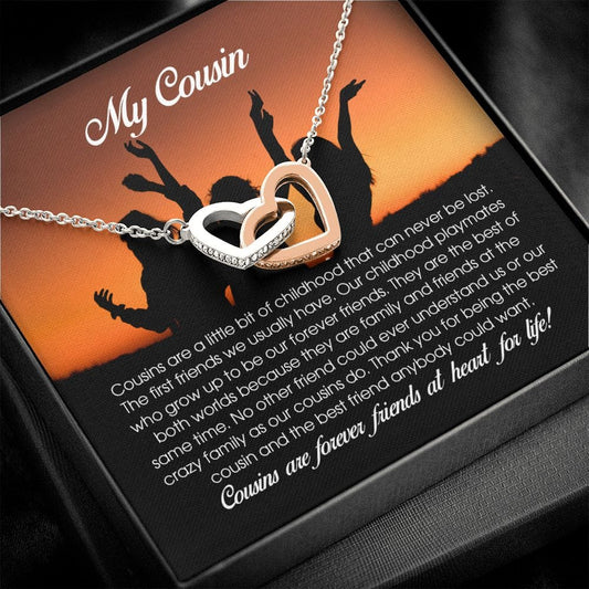 To My Cousin Gift, Interlocking Heart Necklace