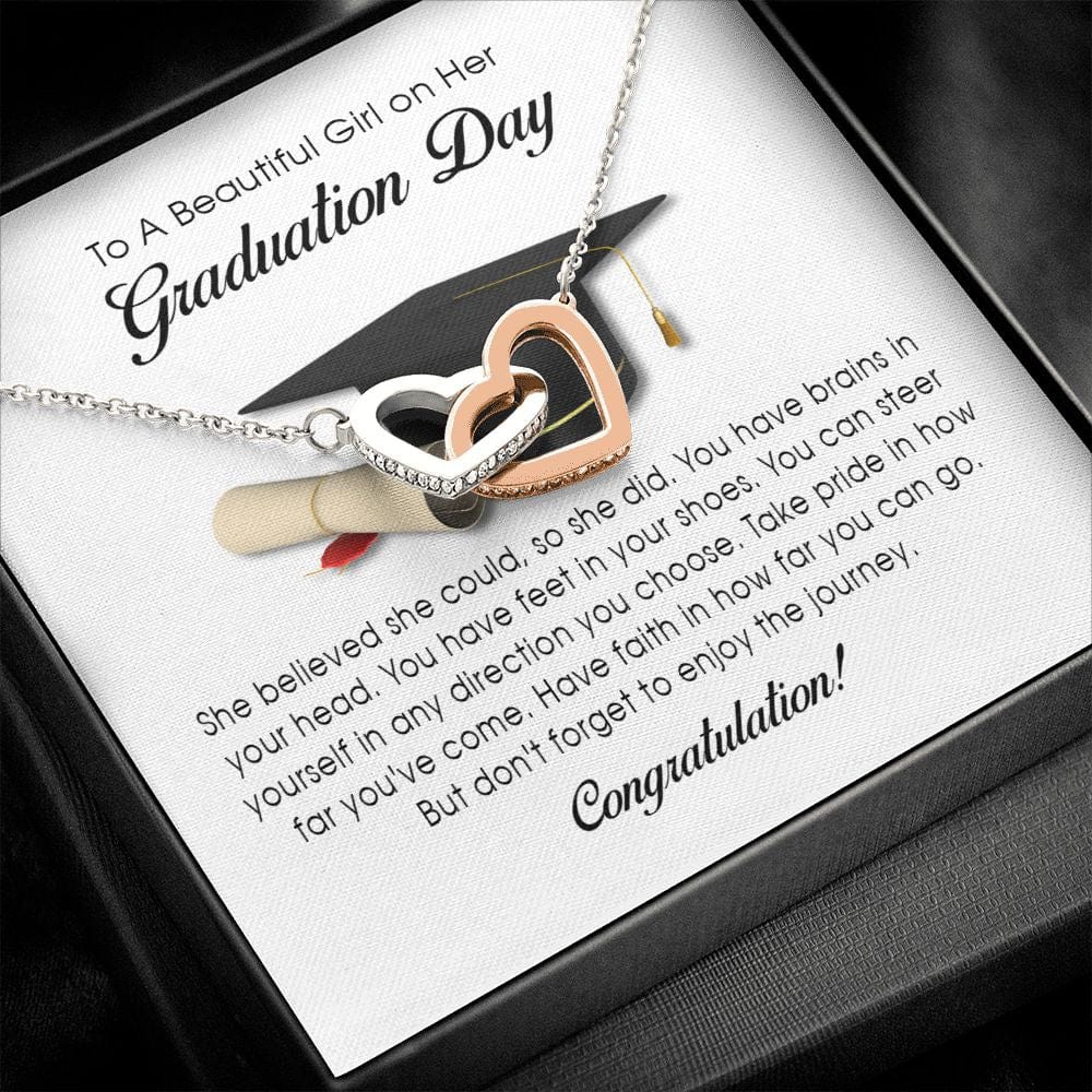 Graduation Gift, Interlocking Heart Necklace