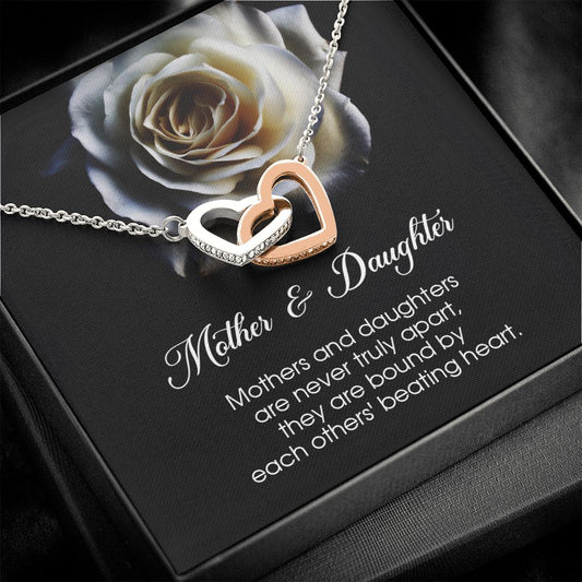 Mother & Daughter Gift, Interlocking Heart Necklace