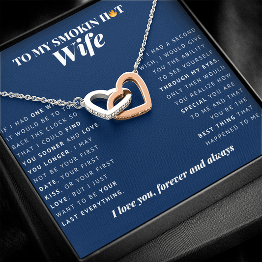 Interlocking Heart Necklace | To My Smokin Hot Wife | Wife Gift | Wife Jewelry | Anniversary Gift For Wife | Best Christmas Gift Idea