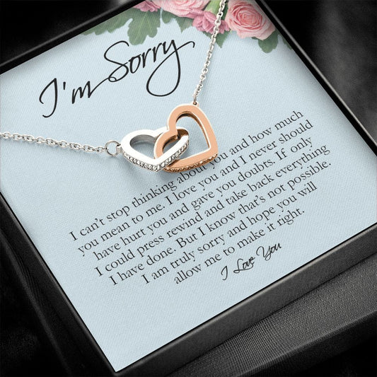 Apology Gift for Her, Interlocking Heart Necklace