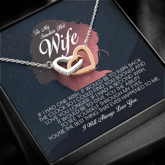 To My Smokin Hot Wife, Interlocking Heart Necklace