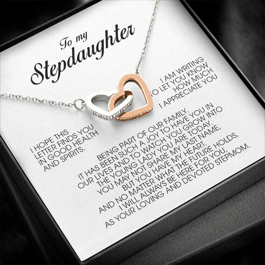 To My Stepdaughter Gift, Interlocking Heart Necklace