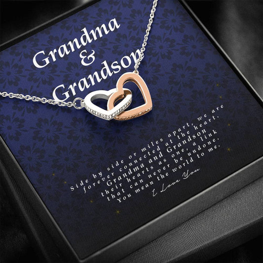 Interlocking Heart Necklace, Grandma and Grandson Gift