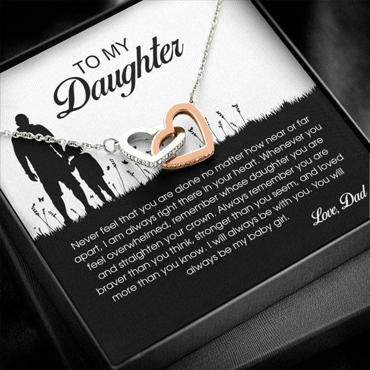 To My Daughter, Interlocking Heart Necklace