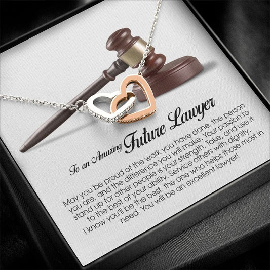 Future Lawyer Gift, Interlocking Heart Necklace
