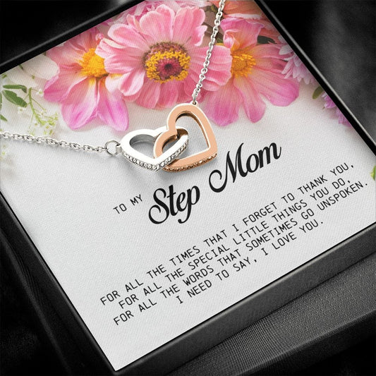 To my Stepmom, Interlocking Heart Necklace