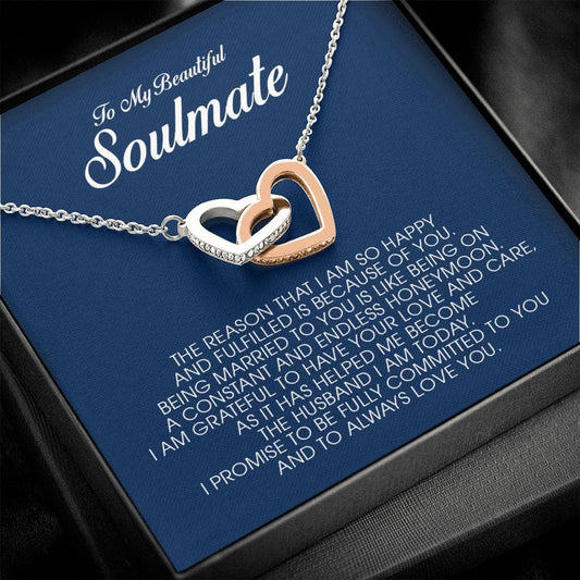 To My Soulmate, Interlocking Heart Necklace