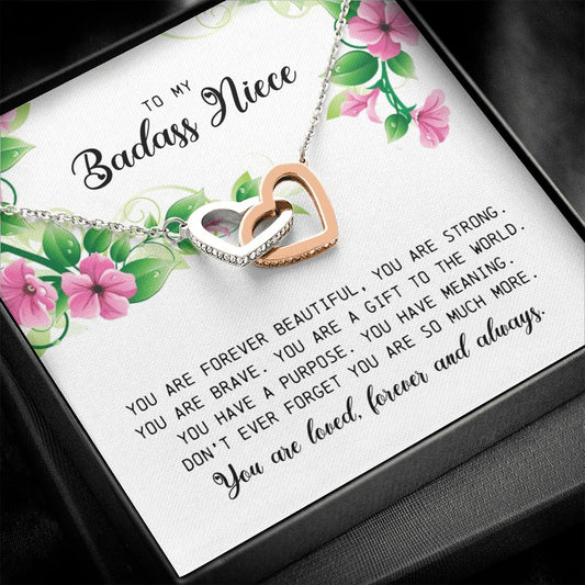To My Badass Niece, Interlocking Heart Necklace