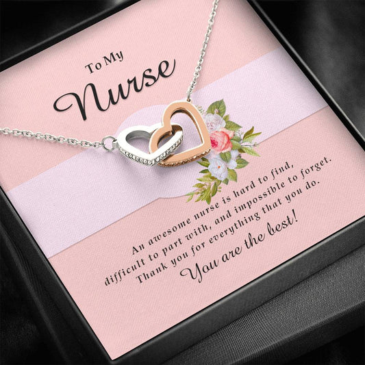 Interlocking Heart Necklace, Nurse Jewelry Card