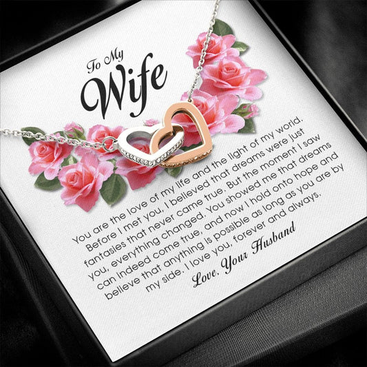 To My Wife , Interlocking Heart Necklace