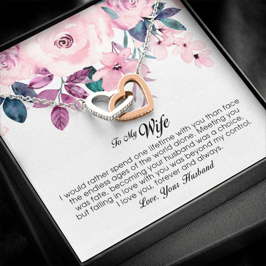 To My Wife , Interlocking Heart Necklace