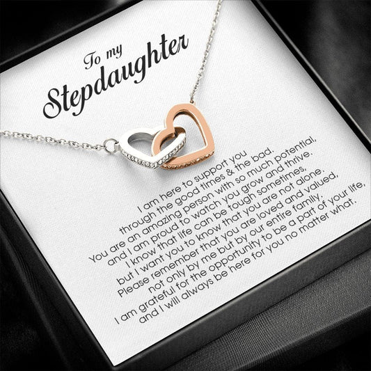 To My Stepdaughter Gift, Interlocking Heart Necklace