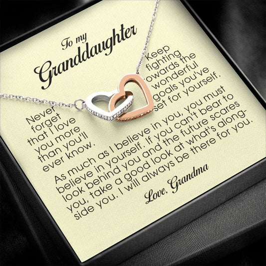 To My Granddaughter, Interlocking Heart Necklace