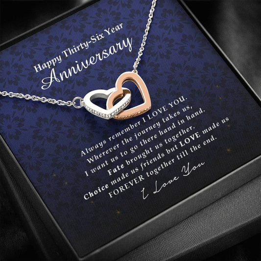 Interlocking Heart Necklace, 36 Year Anniversary Gift