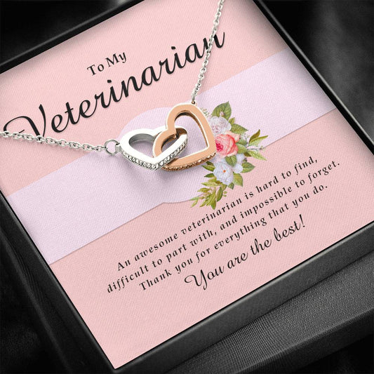 Interlocking Heart Necklace, Veterinarian Jewelry Card