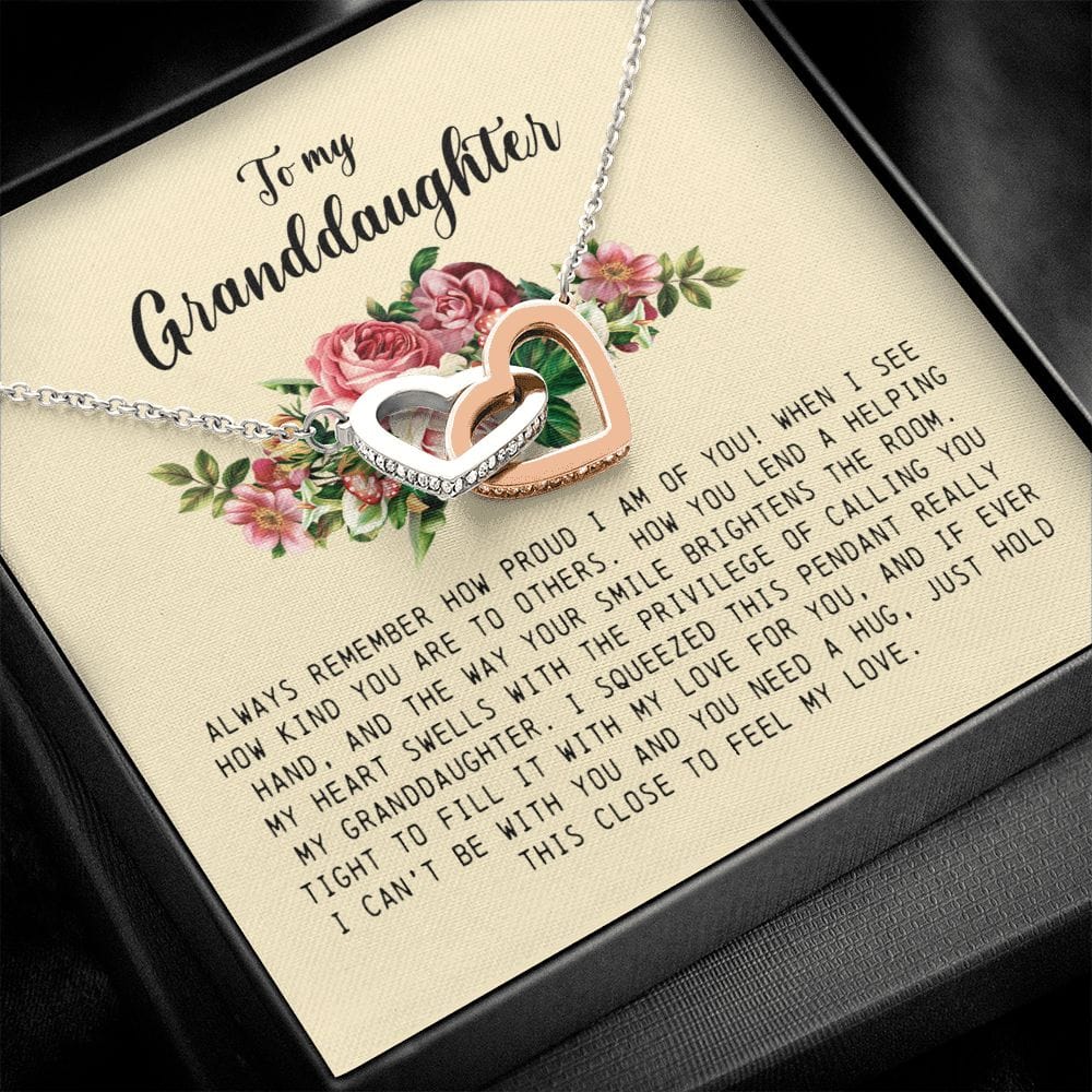 To My Granddaughter, Interlocking Heart Necklace