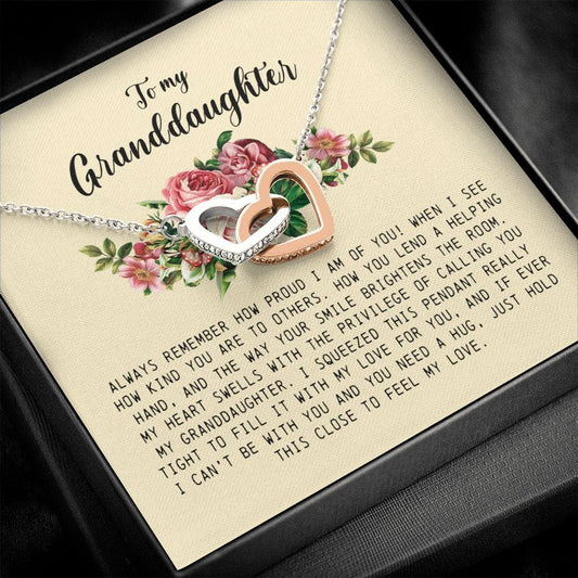 To My Granddaughter, Interlocking Heart Necklace