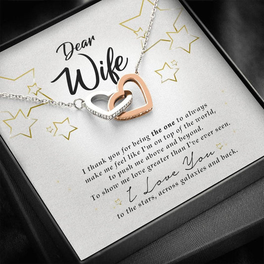 Interlocking Heart Necklace, Wife Gift