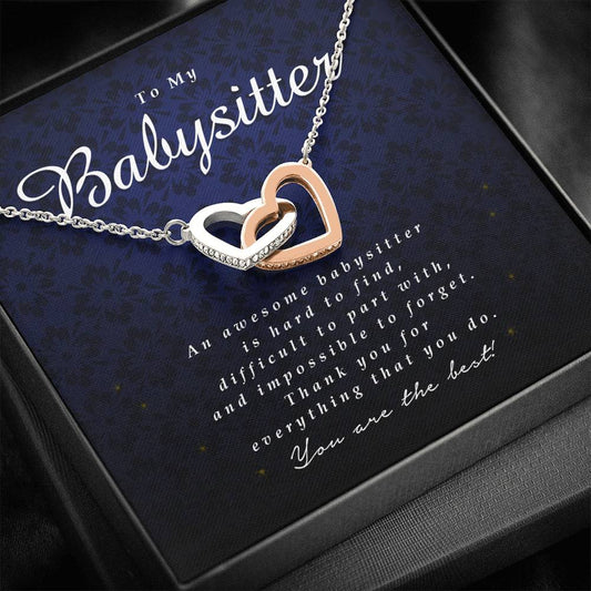 Interlocking Heart Necklace, Thank You Gift for Babysitter