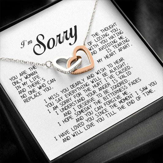 I'm Sorry Gift, Interlocking Heart Necklace