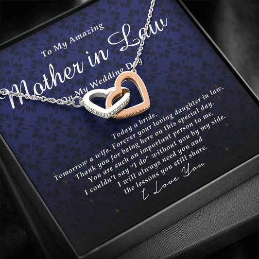 Interlocking Heart Necklace, To My Amazing Mother In Law on My Wedding Day, Wedding Gift from Daughter In Law, Gift from Bride