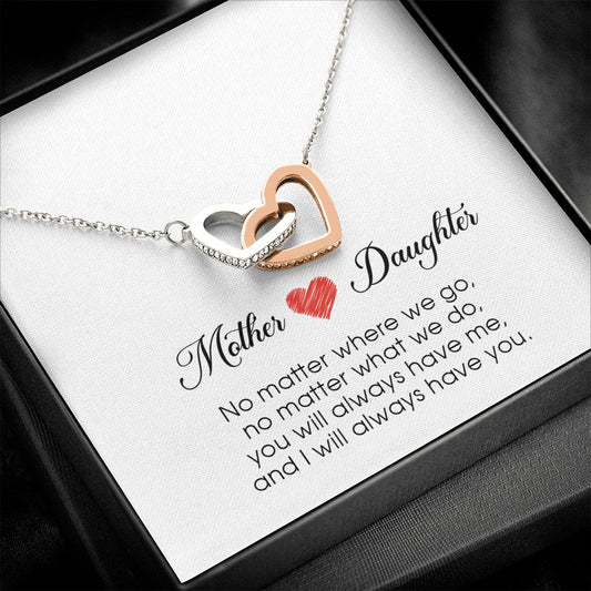 Mother & Daughter Gift, Interlocking Heart Necklace