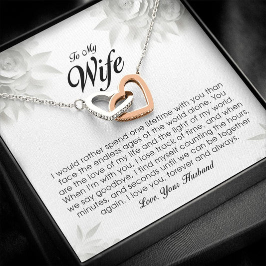 To My Wife , Interlocking Heart Necklace