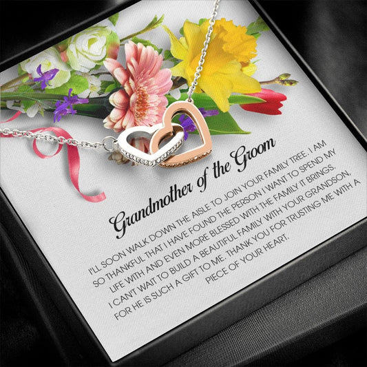 Grandmother of the Groom, Interlocking Heart Necklace, Wedding Day Gift